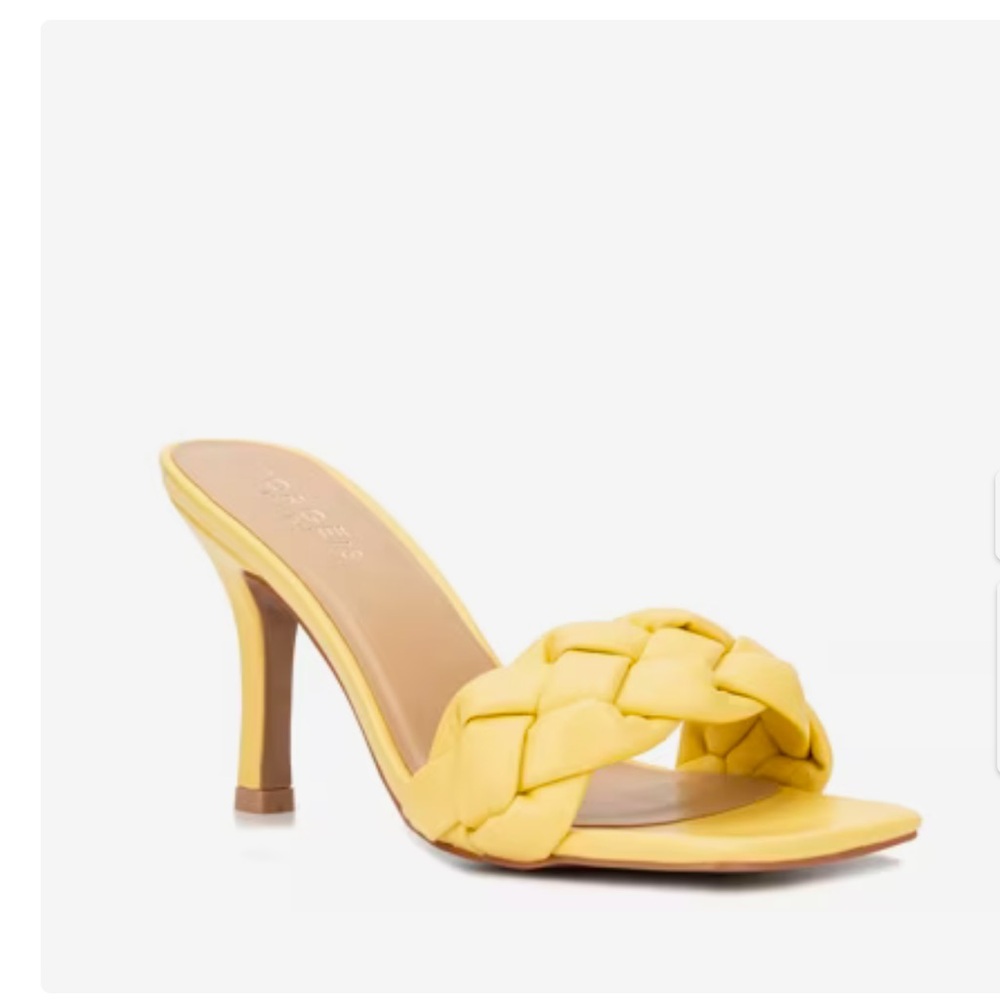 TORGEIS Maraca Open Toe Heels Yellow Braided Size 10 - Picture 6 of 15